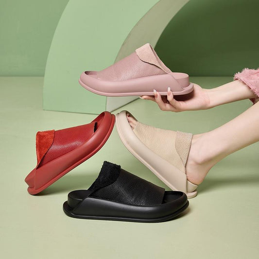 Women's Italian Leather Platform Slippers (Buy 3 Get Free Shipping✔️)