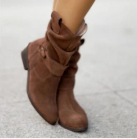 Women'S Low Heel Suede Boots