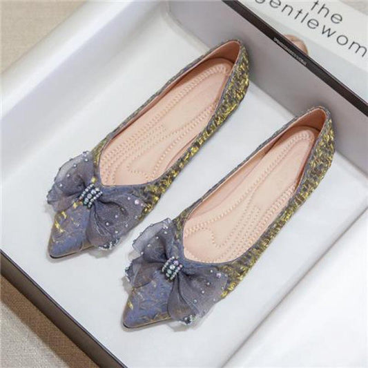 Women's Pointed Rhinestone Bow Flat Shoes(Buy 2 Free Shipping✔️)