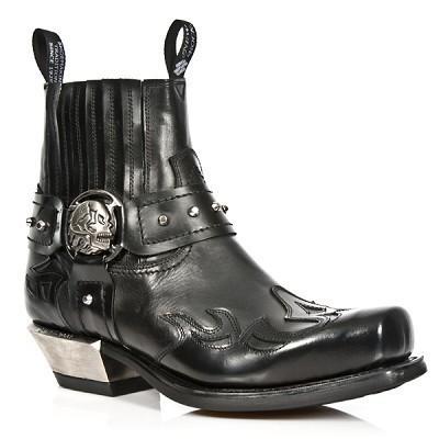 Western Goth Strap Skull Metal Studded Boots