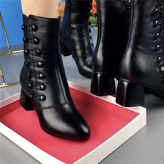 Women Warm Side Butto Leather Ankle Boots(Buy 2 Free Shipping✔️)