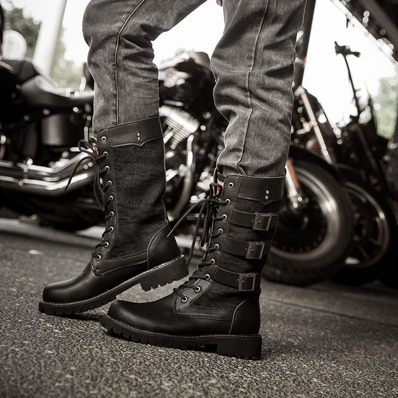 Men's Vintage Mid-Calf Motorcycle Leather Boots