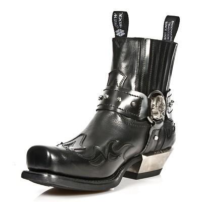 Western Goth Strap Skull Metal Studded Boots