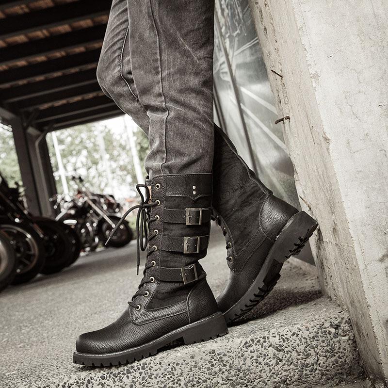 Men's Vintage Mid-Calf Motorcycle Leather Boots – chiconshoes