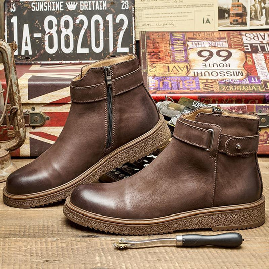 Men's Mid Top Leather Padded Martin Boots