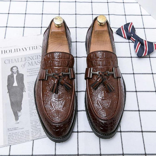 Men's Crocodile Print Casual Leather Shoes
